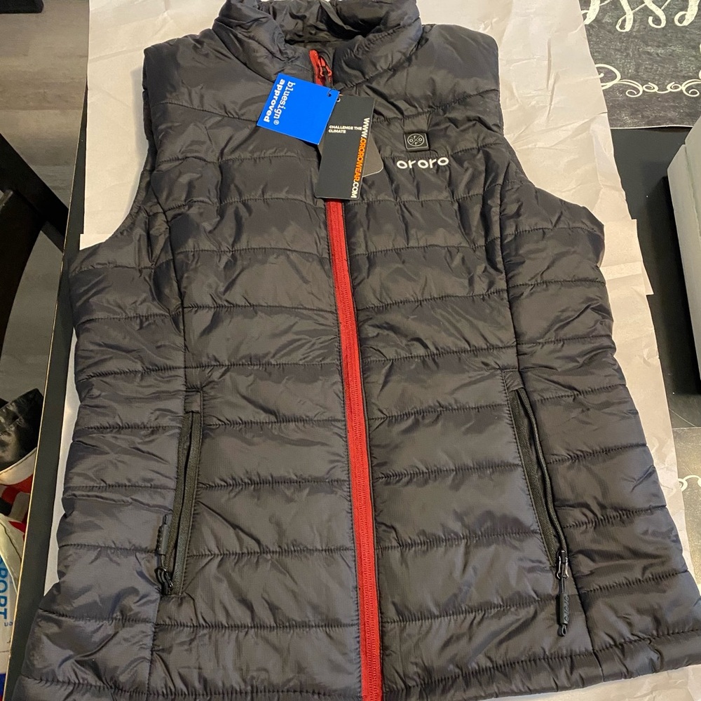 Ororo Women's SMALL Heated Black Padded Vest with Battery Charger NEW